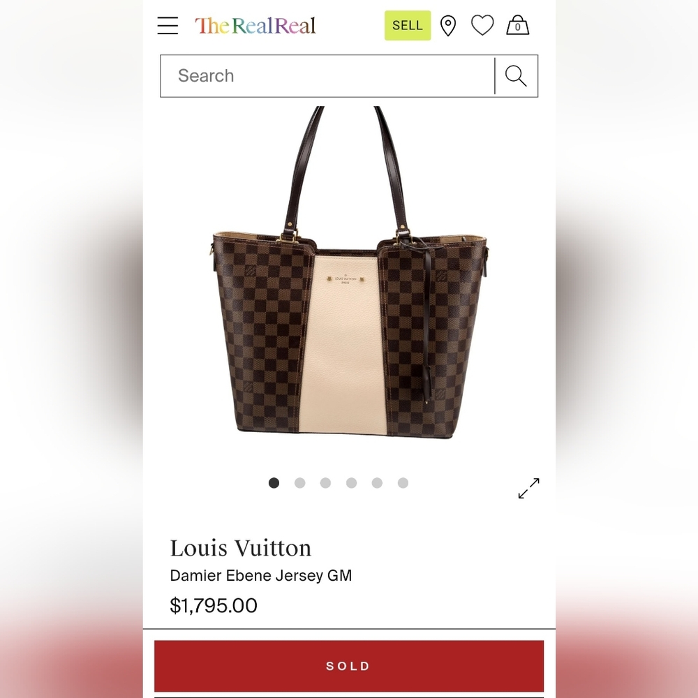 Louis Vuitton Jersey Damier Ebene Tote Shoulder Bag